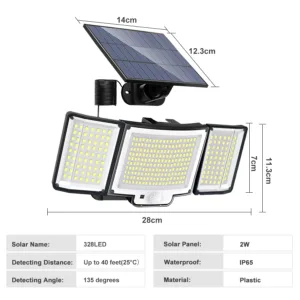 348LED Solar Lamp Outdoor Security Light with Motion Sensor Waterproof 126/328LED Powerful Spotlight Solar for Garden Garage — image 2
