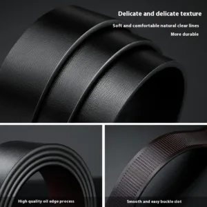 Men's Leather Belts Fashion Automatic Buckle Cowskin Male Belts Luxury Designer Black belt 105-160cm Plus Size Jeans Belt — image 6