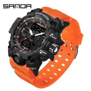 SANDA Luxury G Style Men's Electronic Watch Outdoor Sports LED Analog Digital Chronograph Military Dual Display 50M Waterproof — image 11