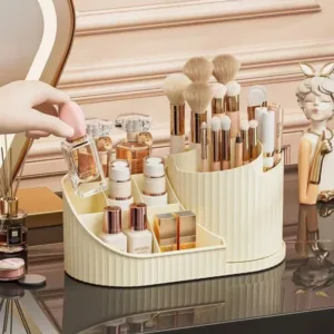 360° Rotating Vanity Makeup Organizer with Brush Holder, Large Spinning Cosmetic Storage for Skincare, Perfumes and Lotions — image 3