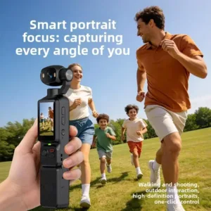 4K Handheld Gimbal Action Camera HD 180° Rotatable Lens Anti-shake Pocket Vlog Camera with Fill Light for Outdoor Sports — image 3