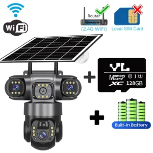 V380PRO 3 Lens WiFi Solar Camera 15MP 360 Outdoor Waterproof CCTV Night Vision Two-Way Audio Camera Mobile Tracking 4G IP Camera — image 8