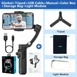 Axis Handheld Gimbal Stabilizer for Smartphone iPhone Android Mobile Phone Anti Shake Video Recording, with Removable Remote