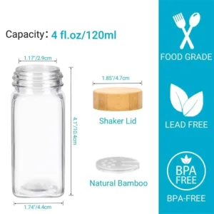 6/12/24pcs Glass Spice Jars with Bamboo Lids Or Metal Lids Include Minimalist Spice Labels Stickers Collapsible Funnel Jar Set — image 5
