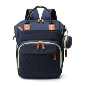 Fashionable Quilted Large-Capacity Backpack Mommy Bag; Multi-Functional Mommy Backpack for Traveling, Mother and Baby Bag; Lightweight Multi-Compartment Diaper Bag with Snack Pacif — image 2