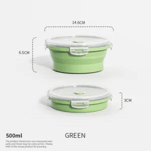 Collapsible Food Storage Containers Foldable Silicone Lunch Containers with Lids, Rectangle Collapsible Bowls Round Food Bowls — image 12