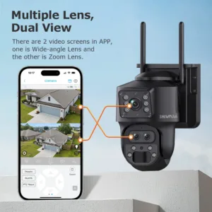 SHIWOJIA 15X ZOOM Solar Camera 4G 12MP Three Lens 360° View 5W Solar Panel Security Outdoor PTZ IP Camera 7800mAh Battery UBOX — image 3