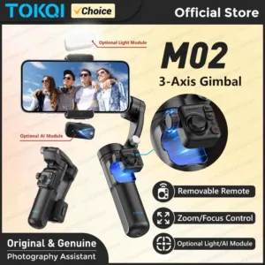 Axis Handheld Gimbal Stabilizer for Smartphone iPhone Android Mobile Phone Anti Shake Video Recording, with Removable Remote