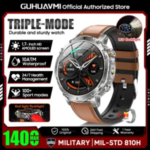2026 New TANK Ultra 1400mAh Battery Military Smart Watch 10ATM Waterproof Heart Rate Tactical LED Flashlight Men Sports Bracelet — image 10