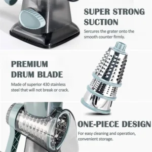LMETJMA 3 in 1 Rotary Cheese Grater Versatile Manual Vegetable Slicer Peanut Nuts Grinder Cheese Vegetable Shredder Clear JT242 — image 18