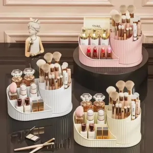 360° Rotating Vanity Makeup Organizer with Brush Holder, Large Spinning Cosmetic Storage for Skincare, Perfumes and Lotions — image 2