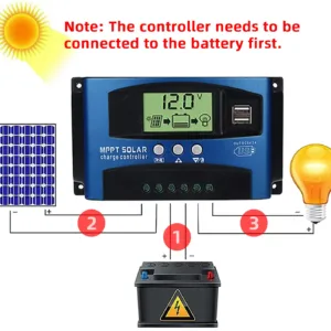 Y&H MPPT Solar Charge Controller 40A 60A 100A with Load/Dual USB /LCD 12V 24V Auto Solar Panel Charger Regulator — image 2