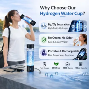 Portable Hydrogen Water Generator Bottle Rechargeable Electric Alkaline Water Ionizer Cup Hydrogen-Rich Health Care Drinkware — image 2