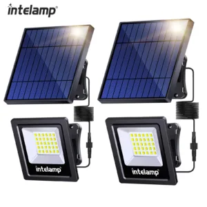 intelamp 4400mah 2 Pack Outdoor Solar Light Solar Lamp Waterproof Street Light Security Flood Lights For Garden Yard Patio Porch — image 3