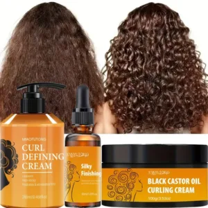 Pack Curly Hair Styling Lotion Set - Wavy Curls Hair Care Hydration Deep Shine Elasticity Curl Cream Hairdresser Invisible Oil — image 5