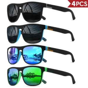 4PCS Men Classical Square Polarized Sports Sunglasses Lightweight PC Frame UV400 for Driving Fishing Cycling Unisex Durability — image 21