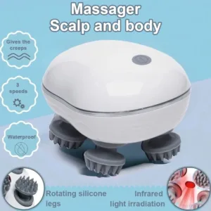 Head Massager with Adjustable Speed for Scalp Massage Red Light for Hair Care Soft Silicone for Deep Kneading of the Head