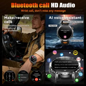 2026 New TANK Ultra 1400mAh Battery Military Smart Watch 10ATM Waterproof Heart Rate Tactical LED Flashlight Men Sports Bracelet — image 4