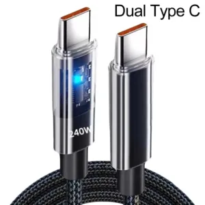 240W Nylon Cable USB Type C Super Fast Charging Cable For Samsung Xiaomi Huawei Honor LED Digital Display Fast Charger Data Cord — image 7