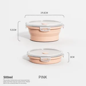 Collapsible Food Storage Containers Foldable Silicone Lunch Containers with Lids, Rectangle Collapsible Bowls Round Food Bowls — image 10