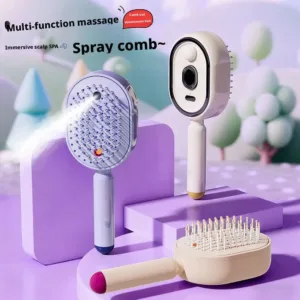 Multifunctional Massage Comb,Electric Spray Air Cushion Scalp Massager Comb Self Cleaning Steam Essential Oil Brush — image 4