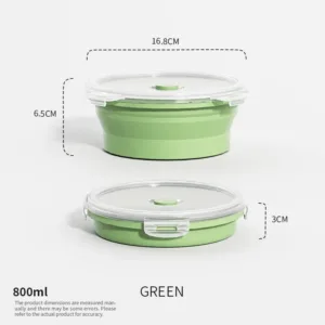Collapsible Food Storage Containers Foldable Silicone Lunch Containers with Lids, Rectangle Collapsible Bowls Round Food Bowls — image 16