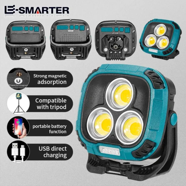 Powerful LED Flashlight Power Bank USB Rechargeable Torch Light Strong Magnetic Adsorptio High Power Flashlight Lantern