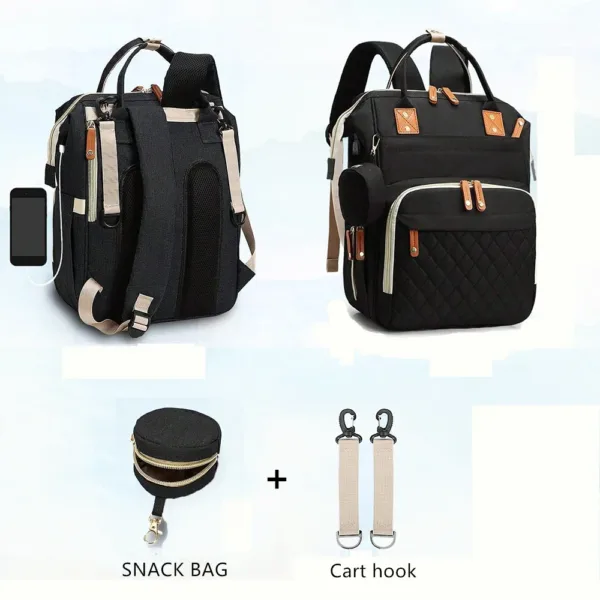 Fashionable Quilted Large-Capacity Backpack Mommy Bag; Multi-Functional Mommy Backpack for Traveling, Mother and Baby Bag; Lightweight Multi-Compartment Diaper Bag with Snack Pacif