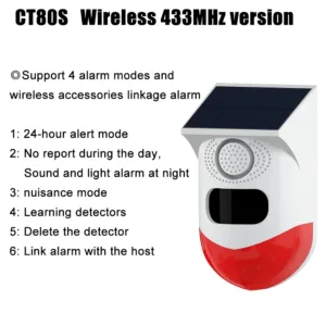 Outdoor Solar PIR Infrared Alarm Smart WiFi Siren Waterproof Wireless 433MHz Burglar Strobe Sensor Multiple Versions Available — image 9