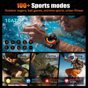 2026 New TANK Ultra 1400mAh Battery Military Smart Watch 10ATM Waterproof Heart Rate Tactical LED Flashlight Men Sports Bracelet — image 3