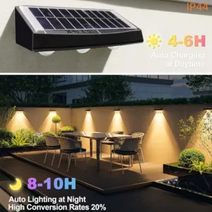 Solar Fence Lights Outdoor Solar Deck Light Warm White & RGB Solar Lights for Outside Backyard Patio Solar Powered Wall Lamp — image 2