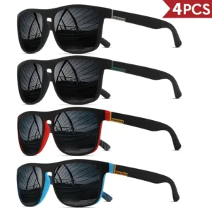 4PCS Men Classical Square Polarized Sports Sunglasses Lightweight PC Frame UV400 for Driving Fishing Cycling Unisex Durability — image 14