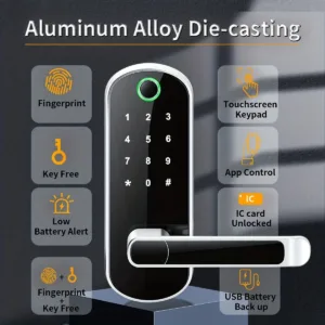 Smart Fingerprint Door Lock App Remote Control Keyless WIFI Digital Touchscreen Lock NFC IP67 Waterproof with 2 IC Cards — image 5