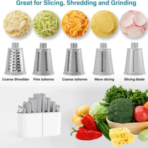 LMETJMA 5 in 1 Rotary Cheese Grater Shredder Kitchen Mandoline Vegetable Julienne Slicer Waffle Cutter Nut Chopper JT247 — image 13