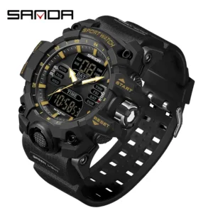 SANDA Luxury G Style Men's Electronic Watch Outdoor Sports LED Analog Digital Chronograph Military Dual Display 50M Waterproof — image 9