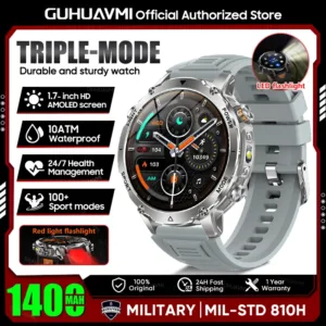 2026 New TANK Ultra 1400mAh Battery Military Smart Watch 10ATM Waterproof Heart Rate Tactical LED Flashlight Men Sports Bracelet — image 15