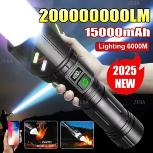 Ultra Powerful Windproof Fire Starting Flashlight Rechargeable High Power Torch Focused Light Source Can Light A Flame Lantern