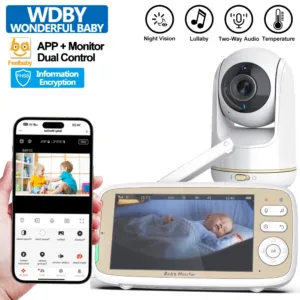 5 Inch Baby Monitor 3x Zoom PTZ Cam APP+monitor Dual Control WIFI Electronic Baby Sitter Two Way Audio Night Vision Baby Phone