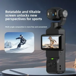 4K Handheld Gimbal Action Camera HD 180° Rotatable Lens Anti-shake Pocket Vlog Camera with Fill Light for Outdoor Sports — image 2