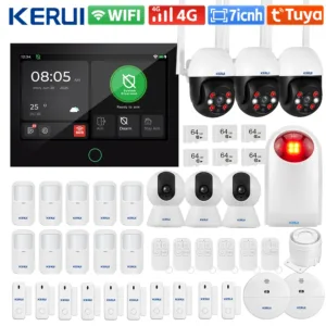 KERUI Tuya WiFi+4G Home Alarm System with 7 inch Large Touch Screen Panel Alarm Set FSK / ASK for House Security Protection G70