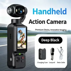 4K Pocket Sports Camera 1.97' 180 Degree Rotating Screen Anti-shake Handheld Gimbal Cam for Vlog Outdoor Travel Recording