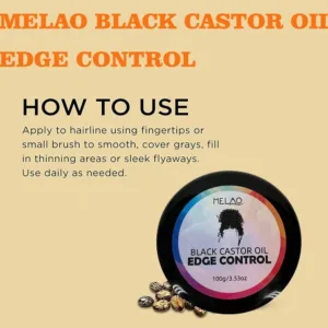 Black Castor Oil Edge Control, MELAO Strong Hold Edge Control Gel, for Natural & Textured Hair, Defines Hairline, Smoothes Holds — image 5