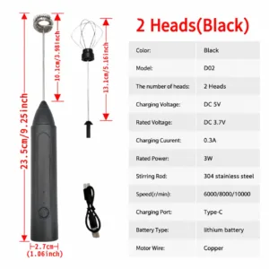 Wireless Milk Frother Electric Type-C Handheld Blender Stainless Steel Mini Coffee Maker Whisk Mixer For Coffee Cappuccino Cream — image 12
