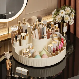 Rotating Cosmetic Storage Box, Multi - compartment Organizer for Lipsticks, Eyebrow Pencils & Brushes, Bathroom Skincare Storage — image 2