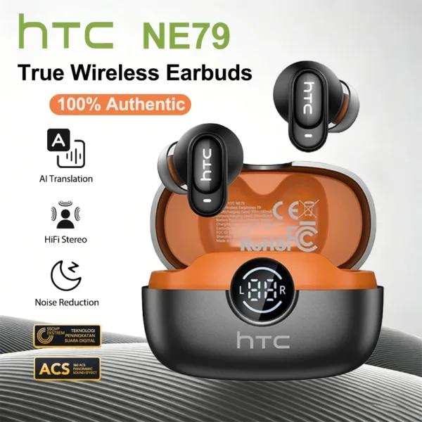 HTC NE79 Real Time Translation Bluetooth Earbuds Noise Reduction HD Call HiFi Music Headphones Mic For Cross-country Travelers