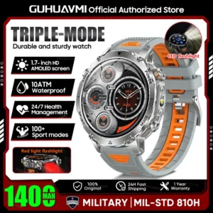 2026 New TANK Ultra 1400mAh Battery Military Smart Watch 10ATM Waterproof Heart Rate Tactical LED Flashlight Men Sports Bracelet — image 17