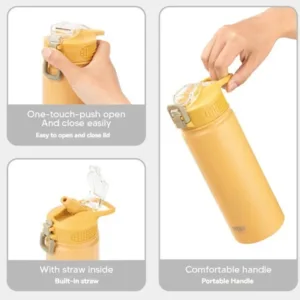 Tyeso 600/750ML Stainless Steel Vacuum Flask With Straw Car Thermal Cup Sports Water Bottle Travel Insulated Cup Thermal Mug — image 3