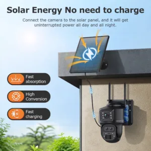 SHIWOJIA 15X ZOOM Solar Camera 4G 12MP Three Lens 360° View 5W Solar Panel Security Outdoor PTZ IP Camera 7800mAh Battery UBOX — image 5