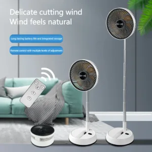 HOMEFISH Portable Oscillating Standing Fan with Remote Controller Foldable Rechargeable Battery Powered Pedestal Fan for Camping