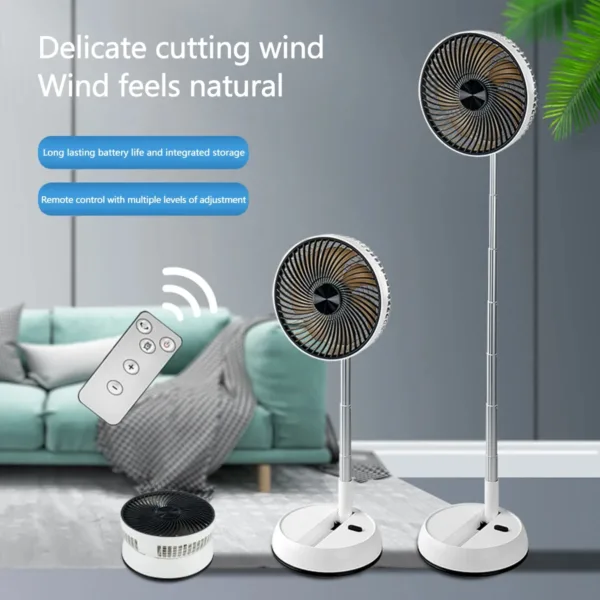 HOMEFISH Portable Oscillating Standing Fan with Remote Controller Foldable Rechargeable Battery Powered Pedestal Fan for Camping